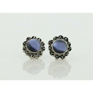 Sterling Silver Created Cats Eye Earrings Stud Post Earrings